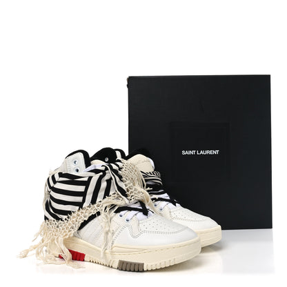 Saint Laurent Calfskin Smith High Top Sneakers 36.5 White Black 9 of 9