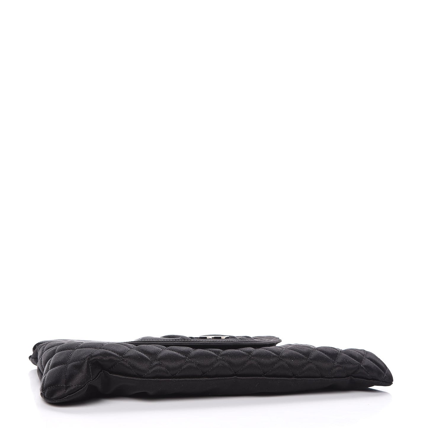 Satin Quilted Flap Clutch Black