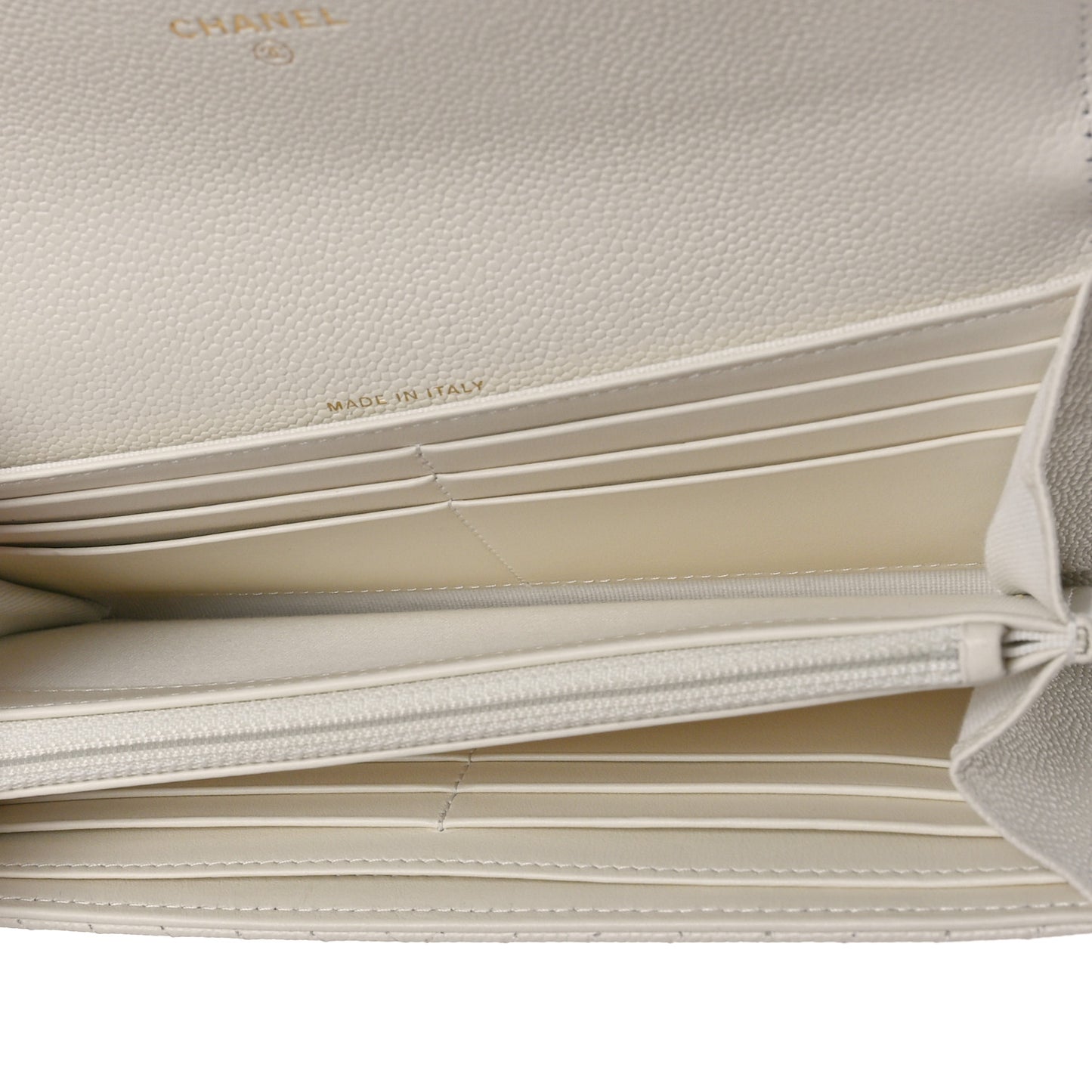 Caviar Chevron Quilted Boy Flap Wallet White