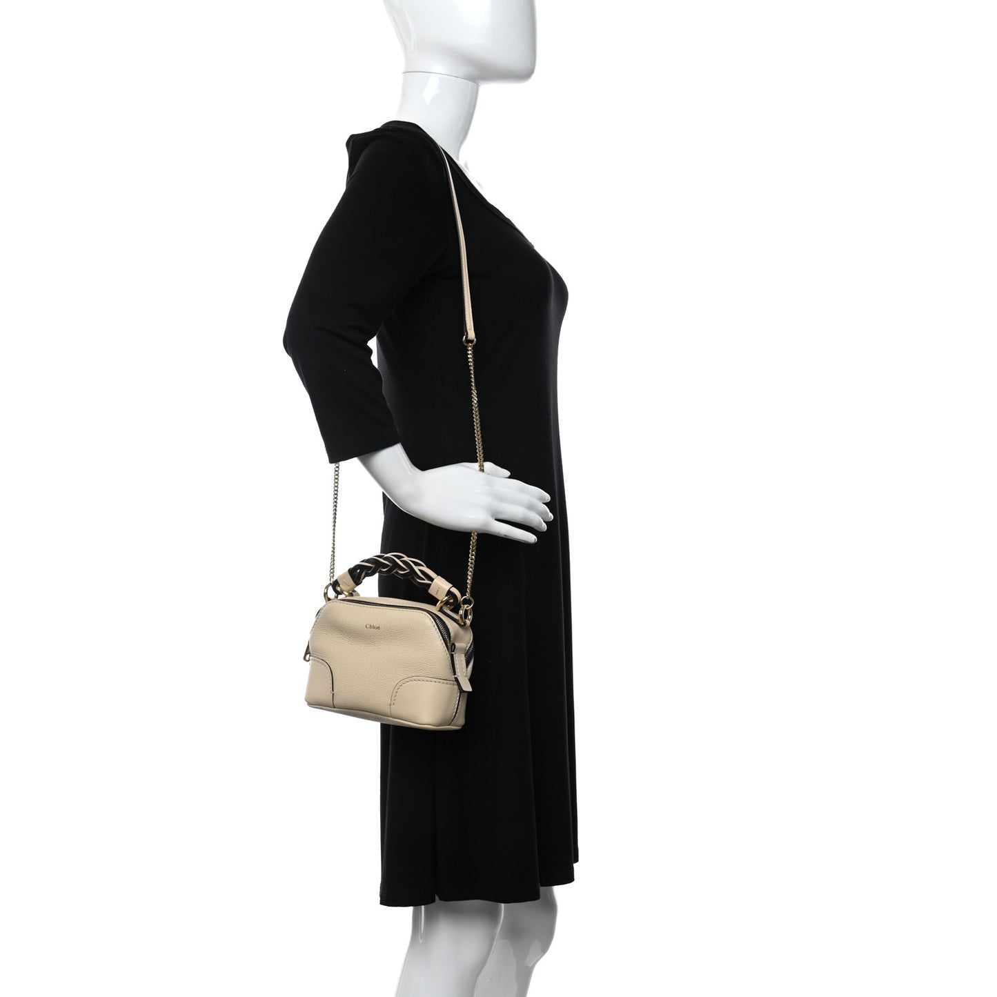 Calfskin Mini Daria Chain Bag Light Beige