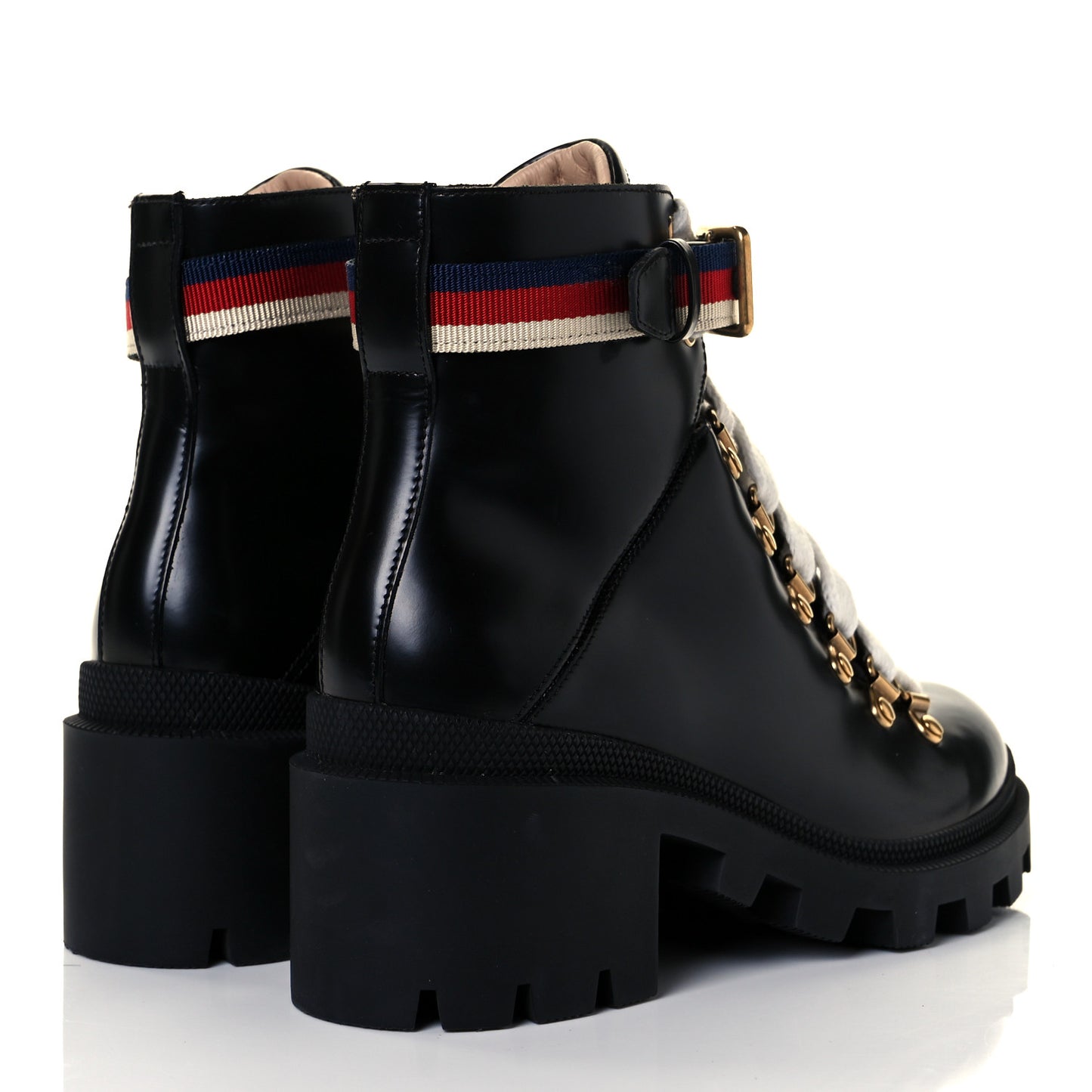 Calfskin Sylvie Web Womens Lace Up Combat Boots 36.5 Black