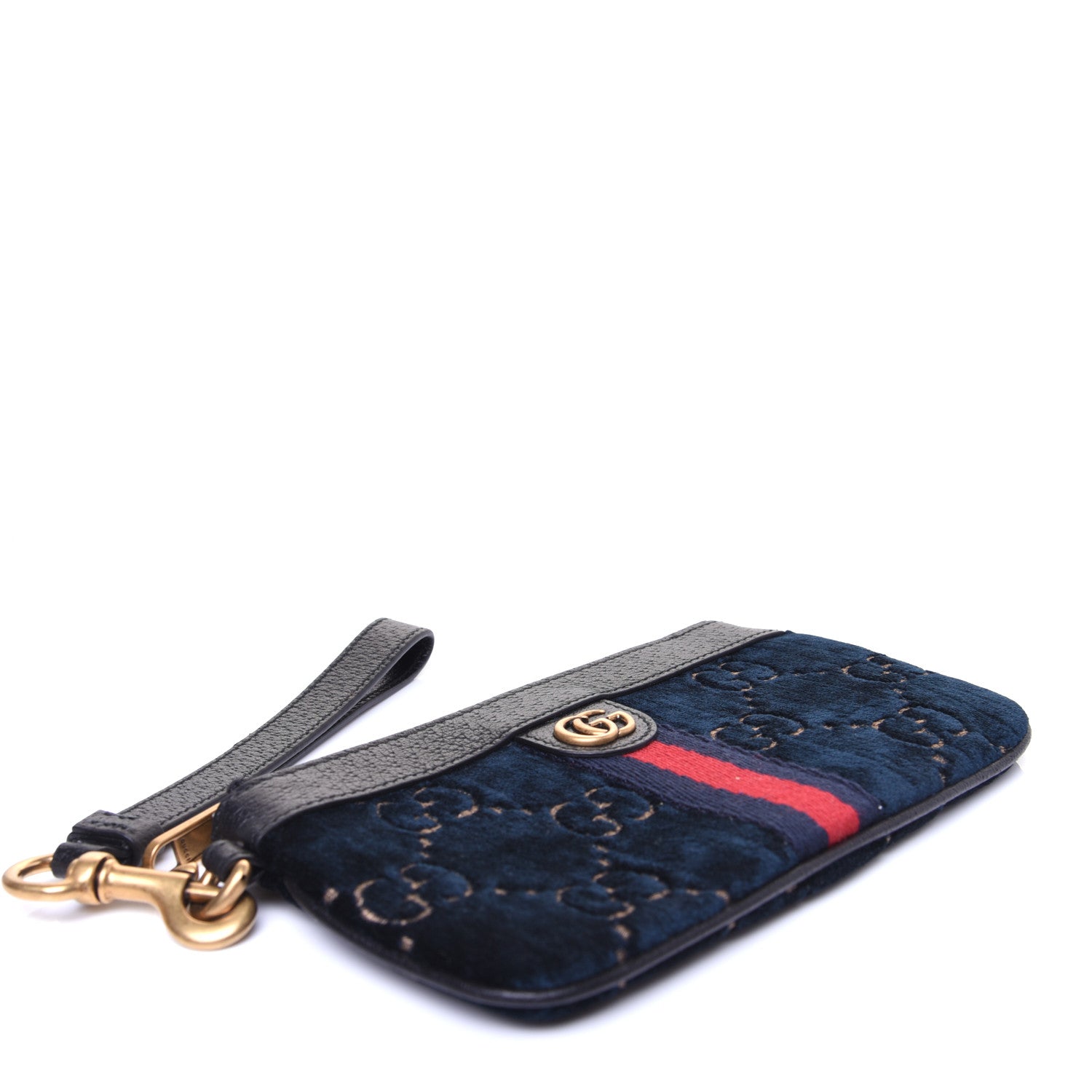Gucci Velvet GG Monogram Textured Calfskin Web Smartphone Case Blue Beige Black 4 of 10