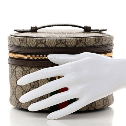 Gucci GG Supreme Monogram Textured Calfskin Web Ophidia Vanity Cosmetic Case Beige Ebony New Acero 2 of 10