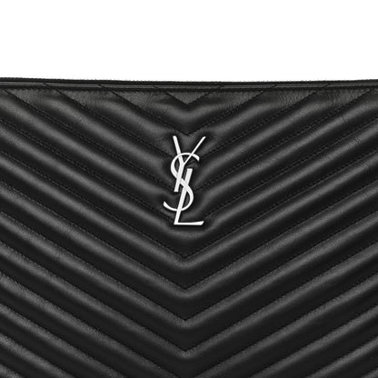 Saint Laurent Calfskin Matelasse Chevron Monogram Document Holder Black 8 of 11