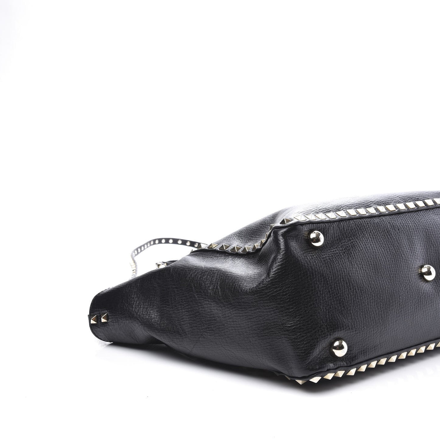 Textured Calfskin Medium Rockstud Tote Black