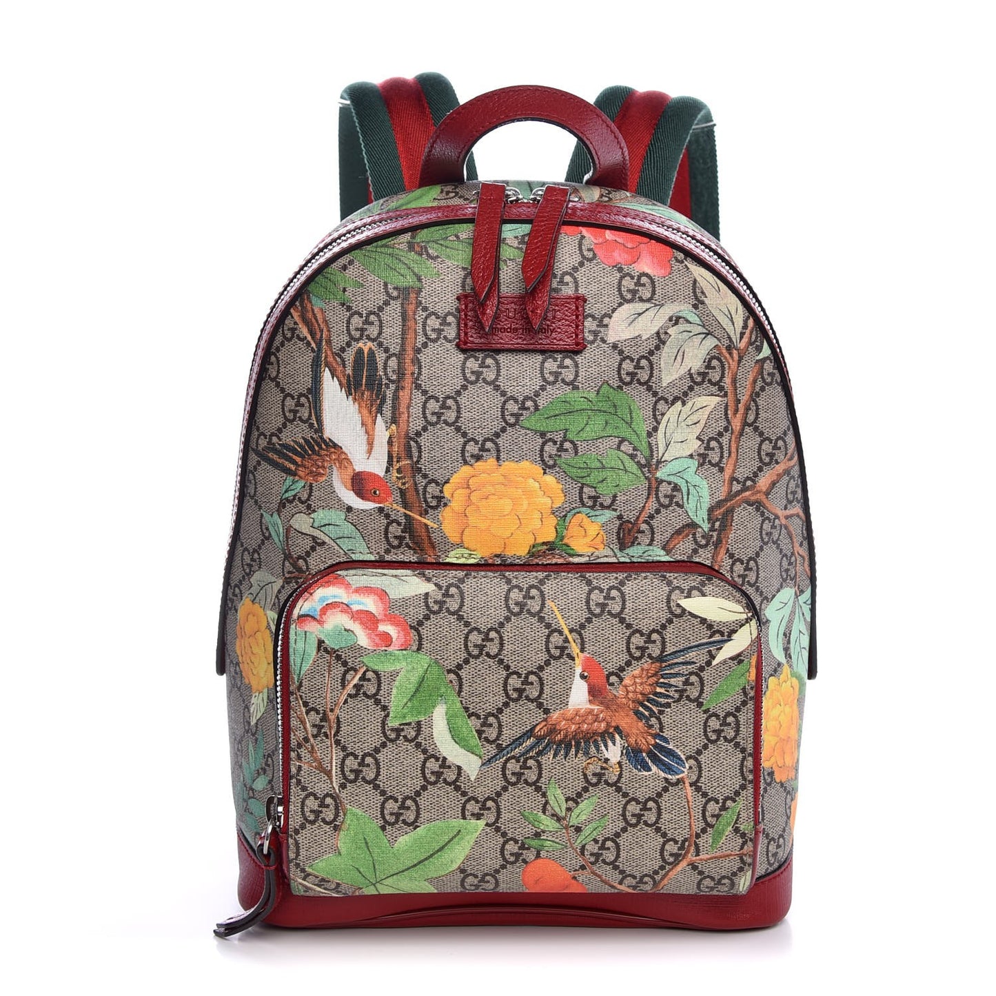 GG Supreme Monogram Tian Web Small Day Backpack Beige Multicolor Red