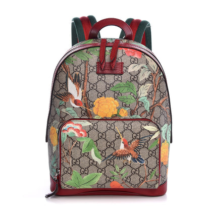 Gucci GG Supreme Monogram Tian Web Small Day Backpack Beige Multicolor Red 1 of 8