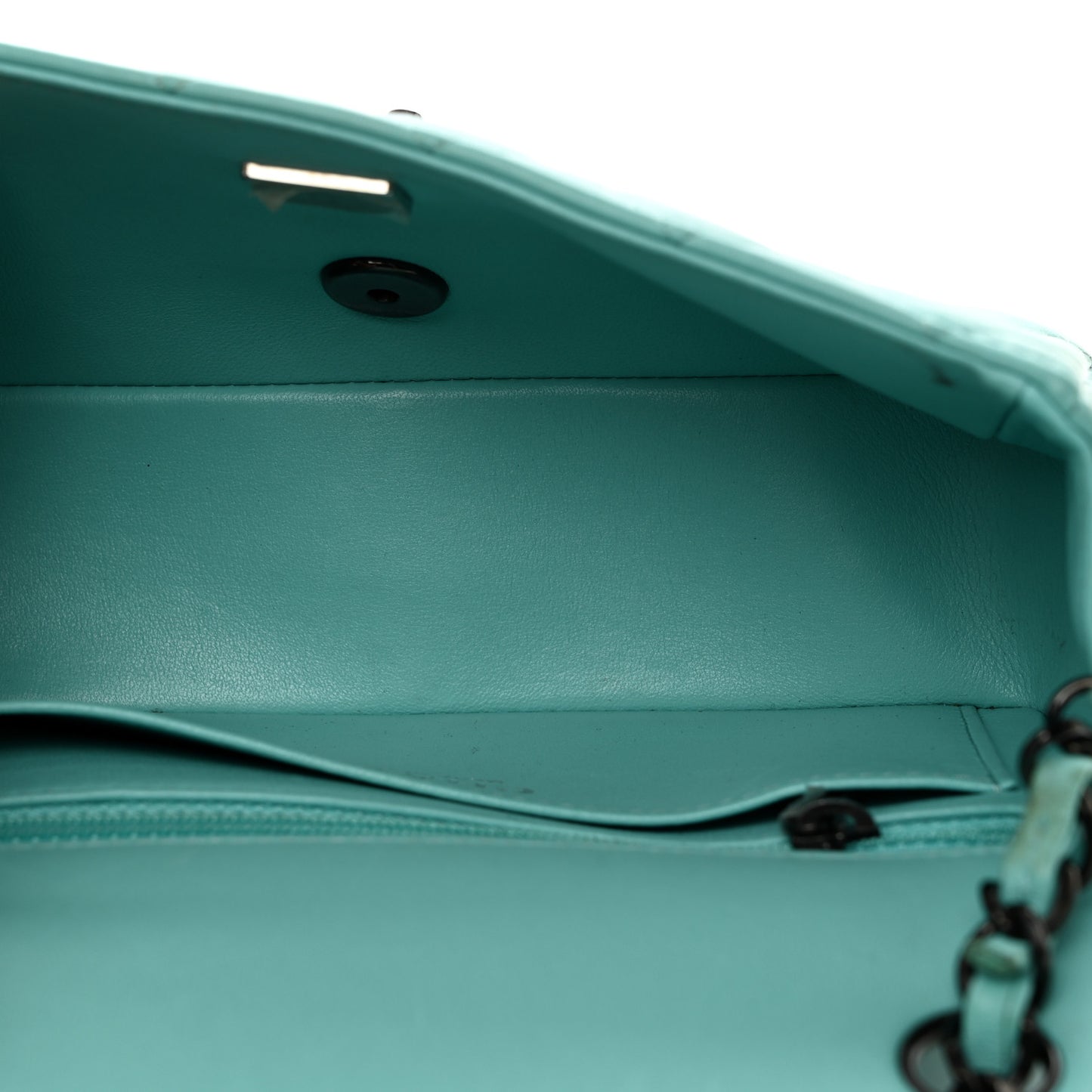 Lambskin Quilted Mini Rectangular Flap Turquoise