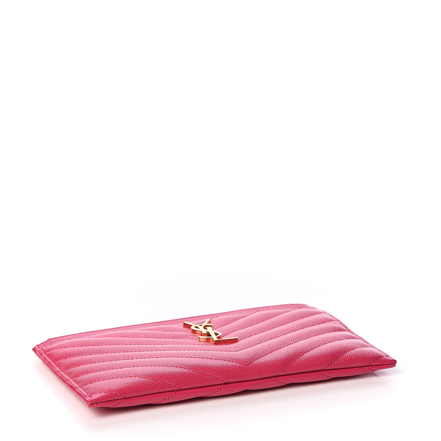 Saint Laurent Grain De Poudre Chevron Monogram Bill Pouch Fresh Fuxia 3 of 7