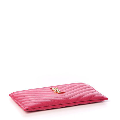 Saint Laurent Grain De Poudre Chevron Monogram Bill Pouch Fresh Fuxia 3 of 7