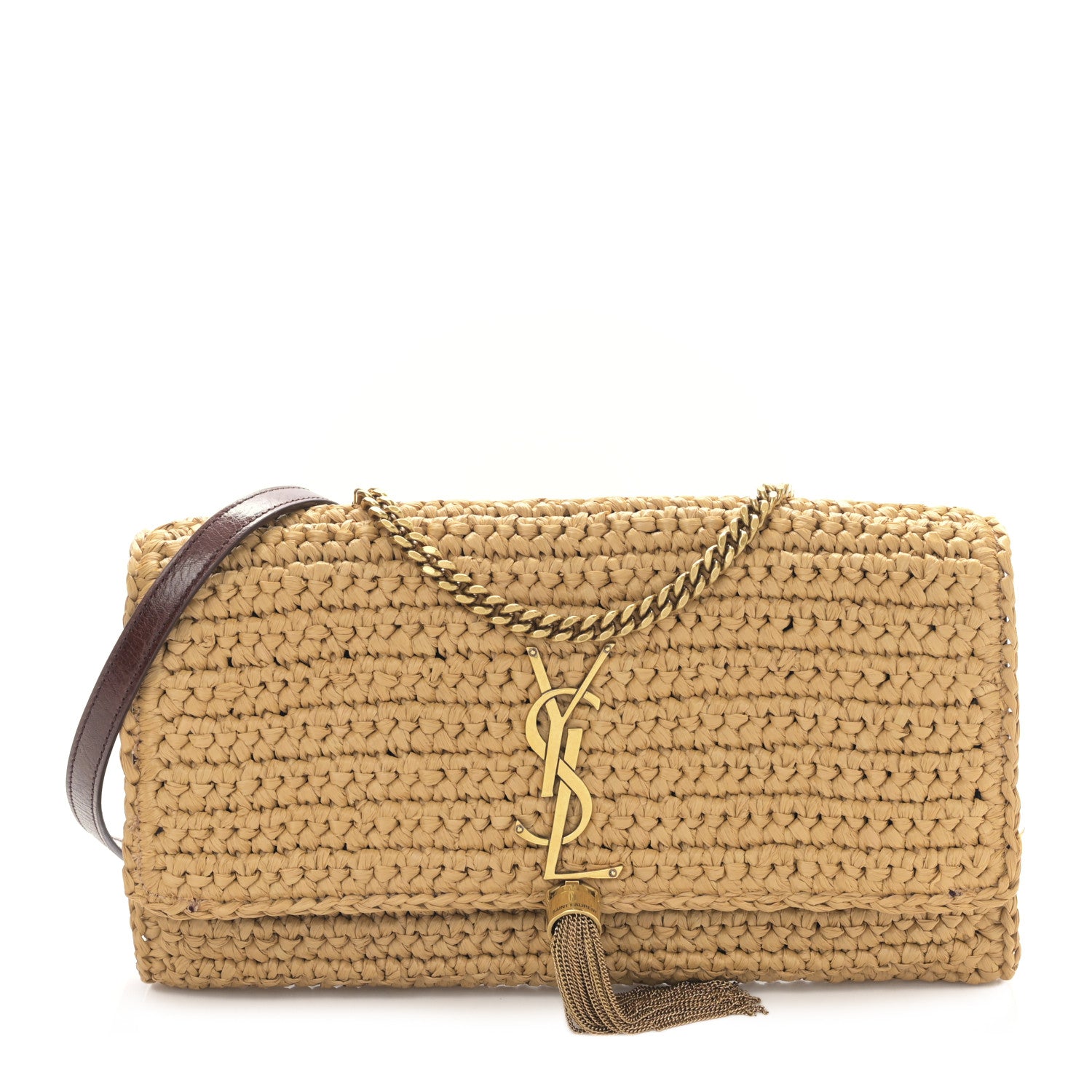 Saint Laurent Raffia Monogram Tassel Kate 99 Dark Nude 1 of 8