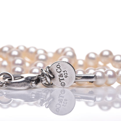 Tiffany Sterling Silver Pearl 4.5mm Ziegfeld 5 Strand Bracelet 5 of 6
