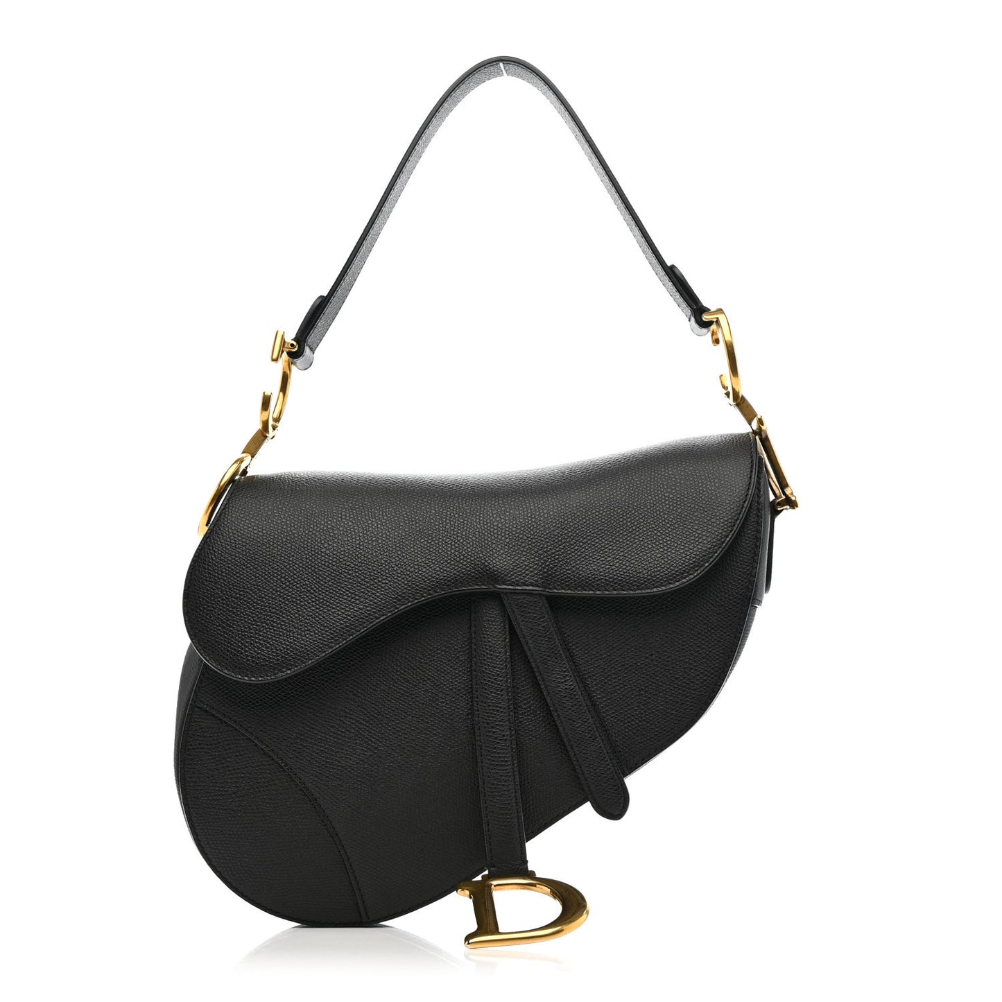 Grained Calfskin Saddle Bag Black