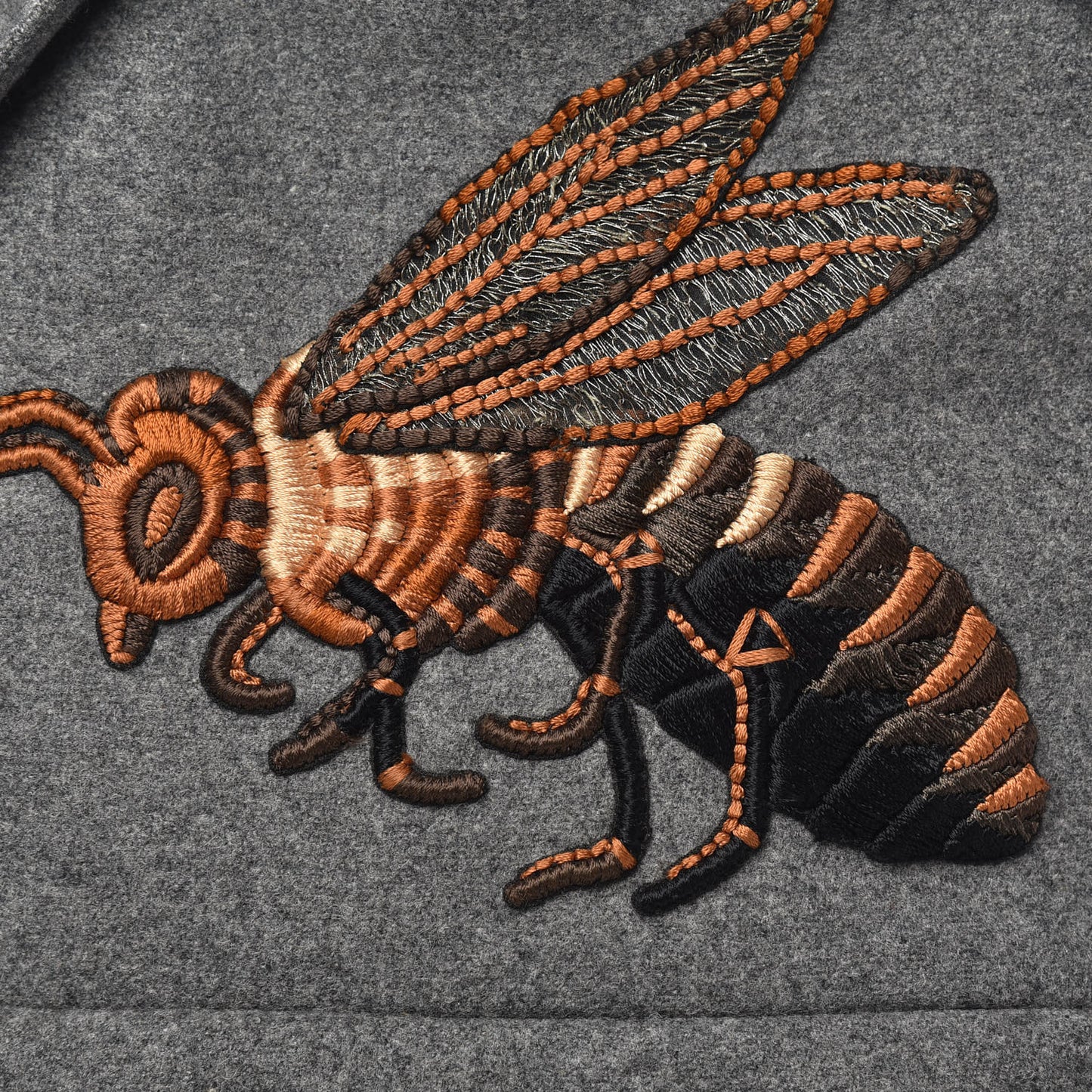 Wool Embroidered Bee Sky Backpack Grey