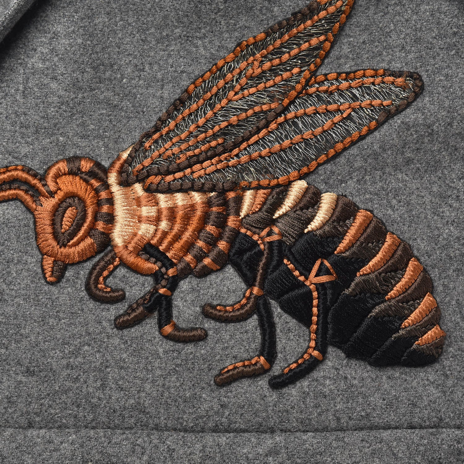 Gucci Wool Embroidered Bee Sky Backpack Grey 13 of 15