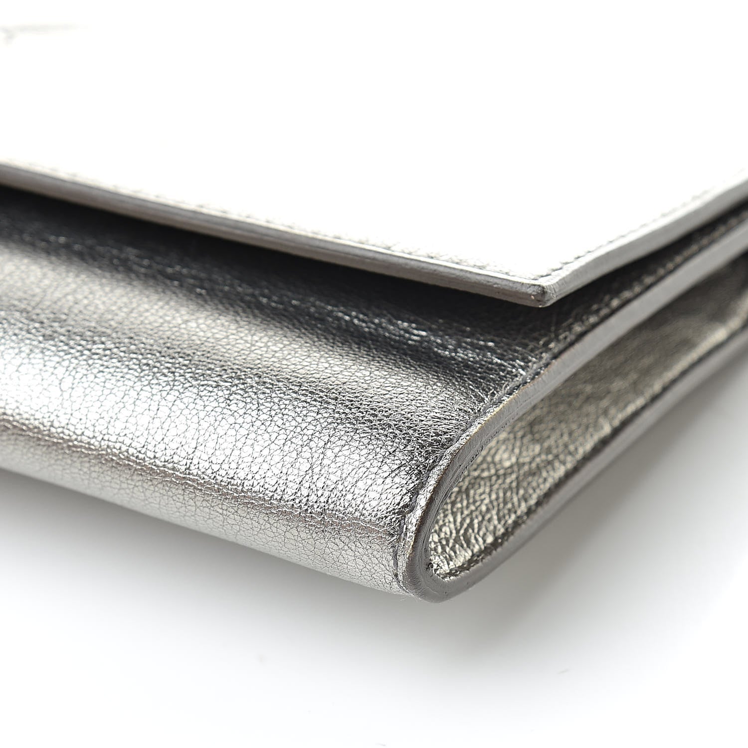 Saint Laurent Metallic Calfskin Small Belle De Jour Clutch Silver 9 of 12