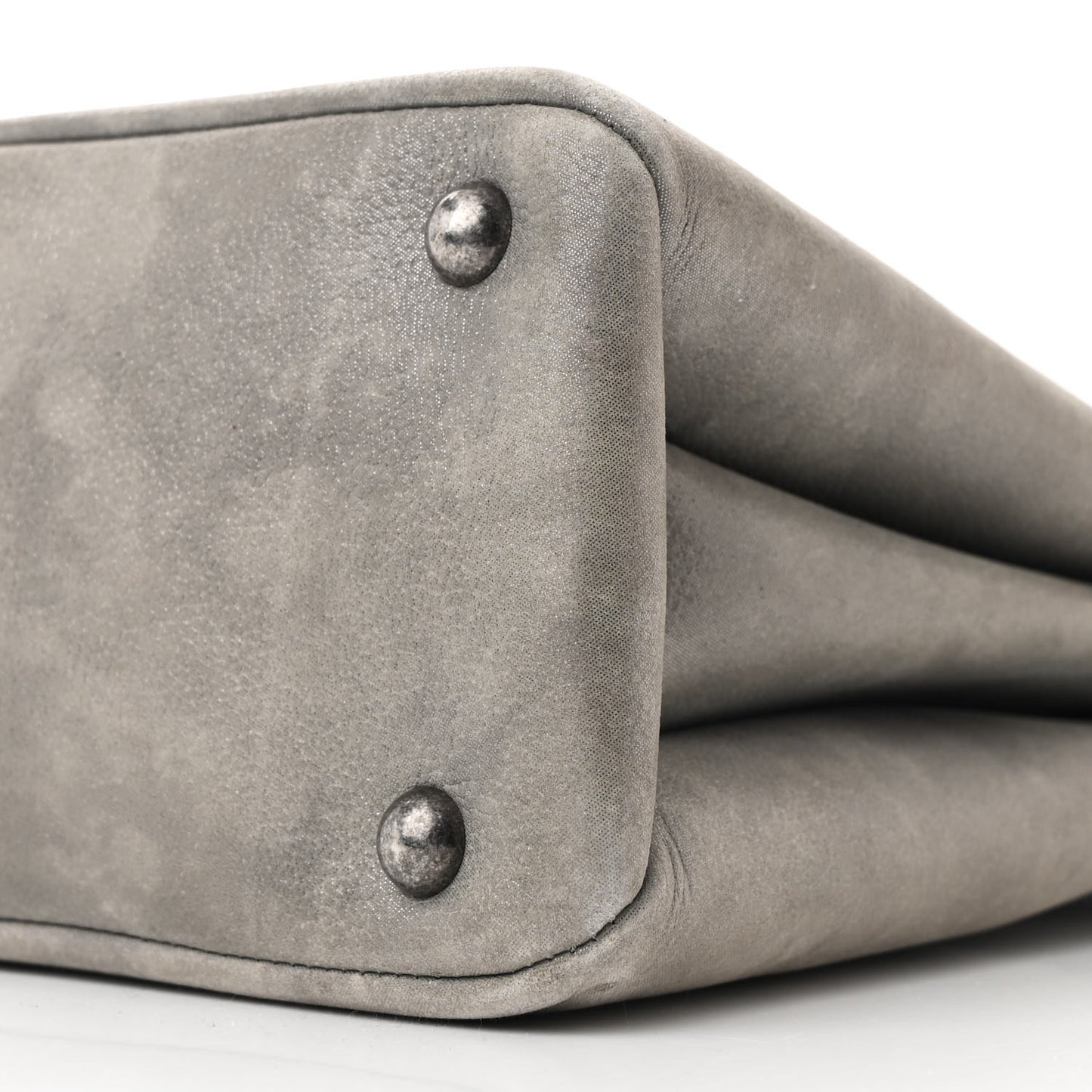 Iridescent Calfskin CC East West Shopping Tote Light Grey