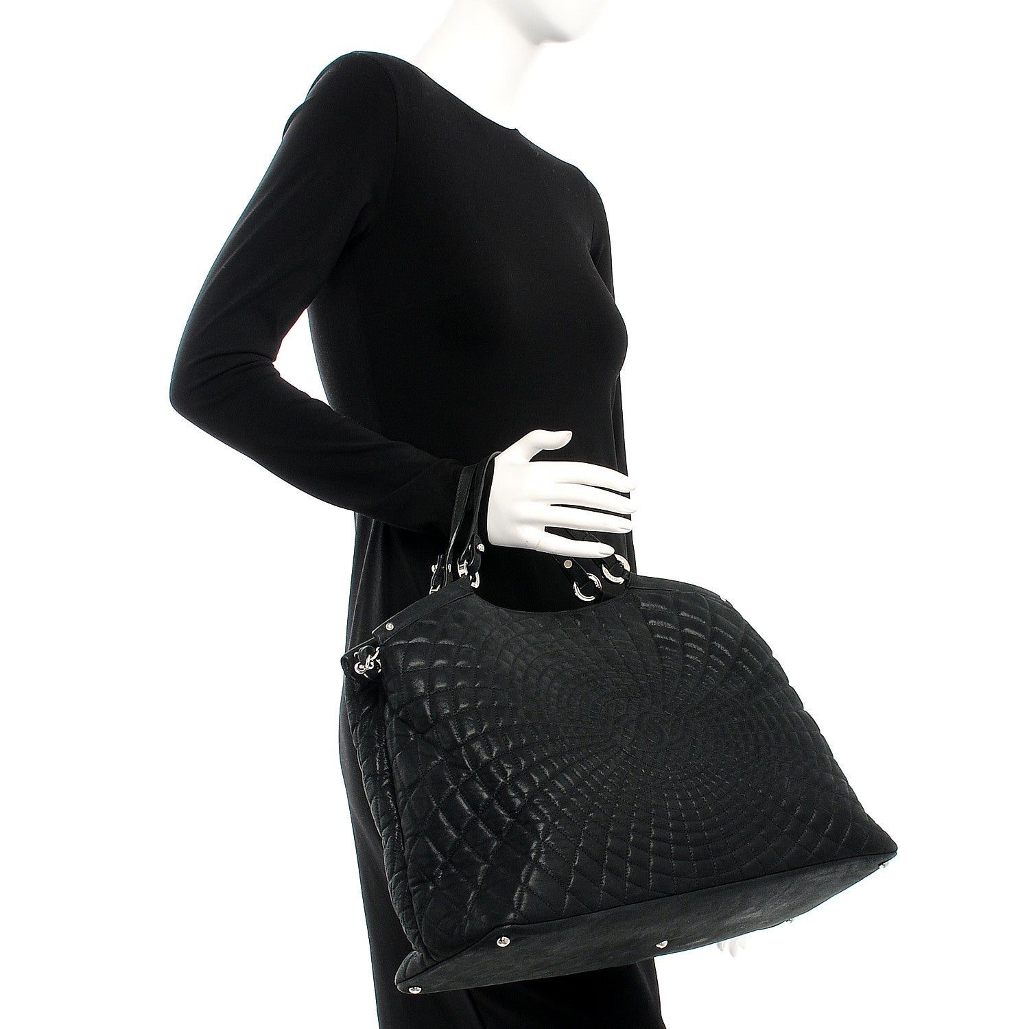 Chanel Iridescent Calfskin Large Sea Hit Tote Black 3 of 8