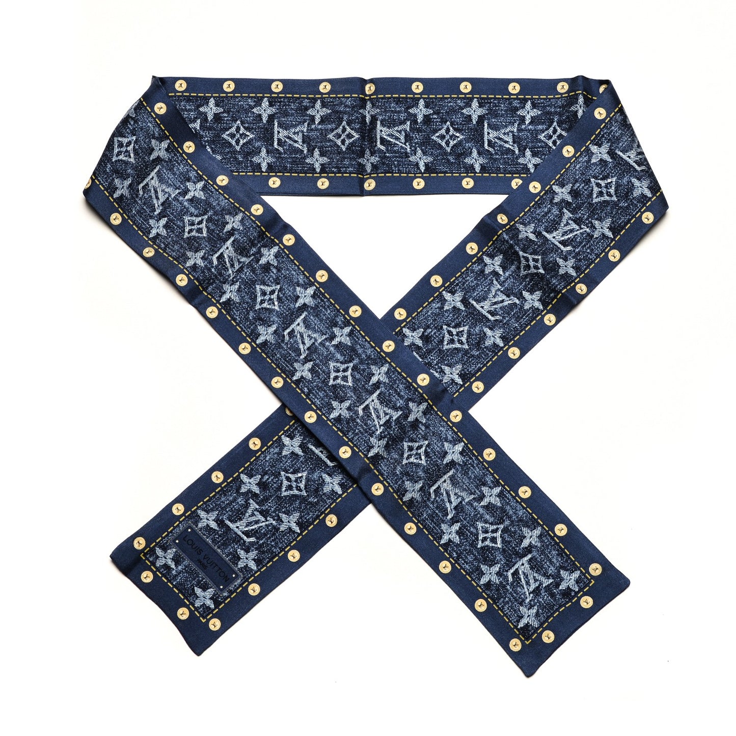 Silk Monogram Denim Bandeau Blue