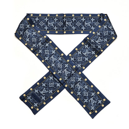 Louis Vuitton Silk Monogram Denim Bandeau Blue 1 of 5