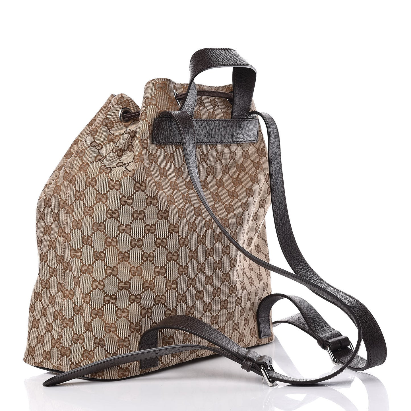 Monogram Dollar Calfskin O Drawstring Backpack Beige Ebony Testa di Moro Dark Chocolate