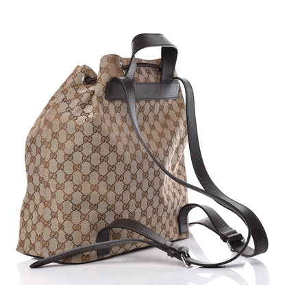 Gucci Monogram Dollar Calfskin O Drawstring Backpack Beige Ebony Testa di Moro Dark Chocolate 3 of 9