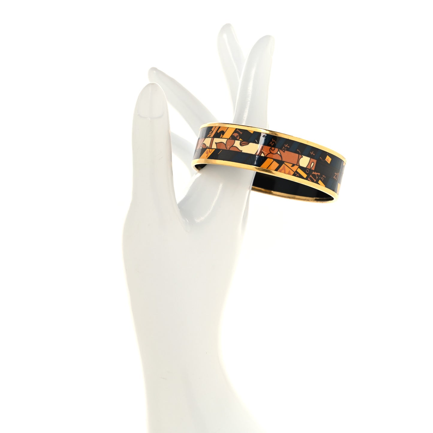 Enamel Printed Wide Astrologie Nouvelle Bracelet 70 Émail Noir Or