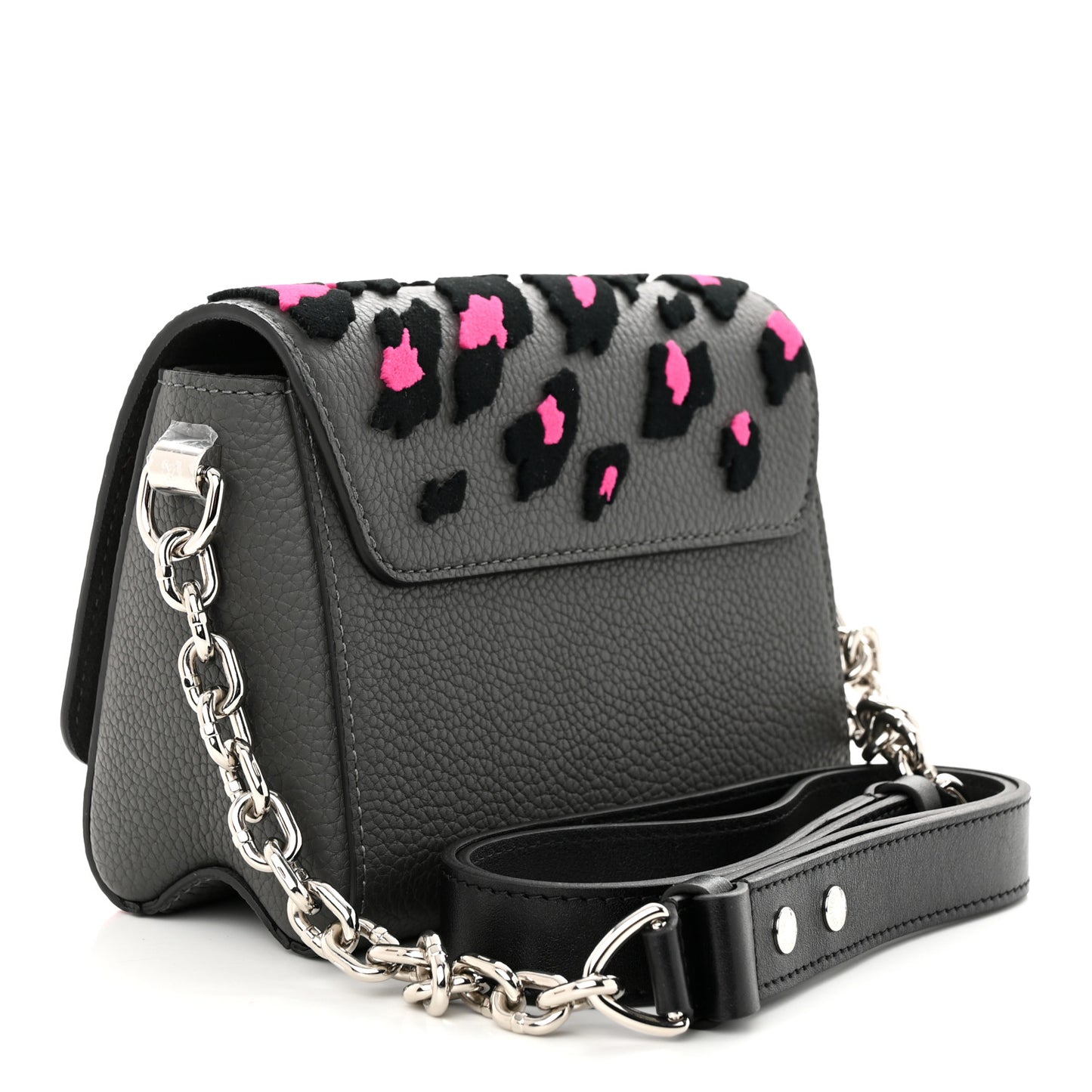 Taurillon Tufted Wild At Heart Twist Shoulder Bag PM Grey