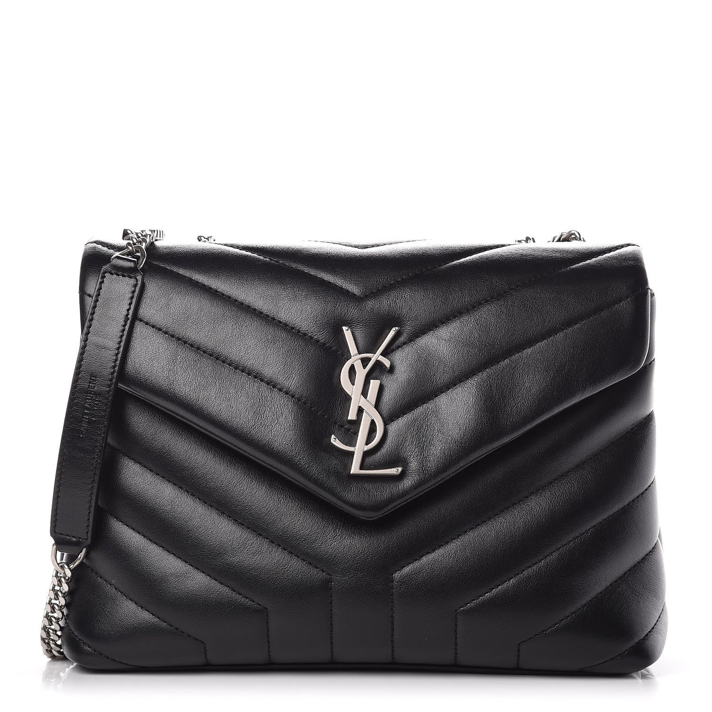 Calfskin Y Quilted Monogram Small Loulou Chain Satchel Black