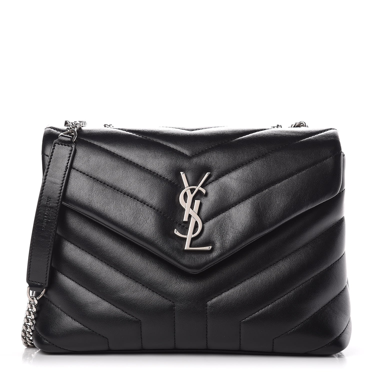 Saint Laurent Calfskin Y Quilted Monogram Small Loulou Chain Satchel Black 1 of 12