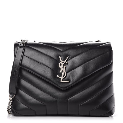 Saint Laurent Calfskin Y Quilted Monogram Small Loulou Chain Satchel Black 1 of 12