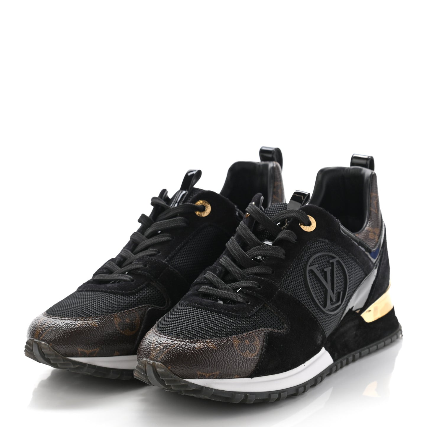 Suede Monogram Run Away Sneakers 38 Black