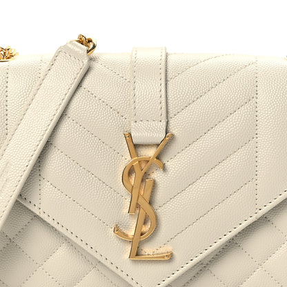 Saint Laurent Grain De Poudre Textured Mixed Matelasse Triquilt Small Monogram Satchel Crema Soft 8 of 10