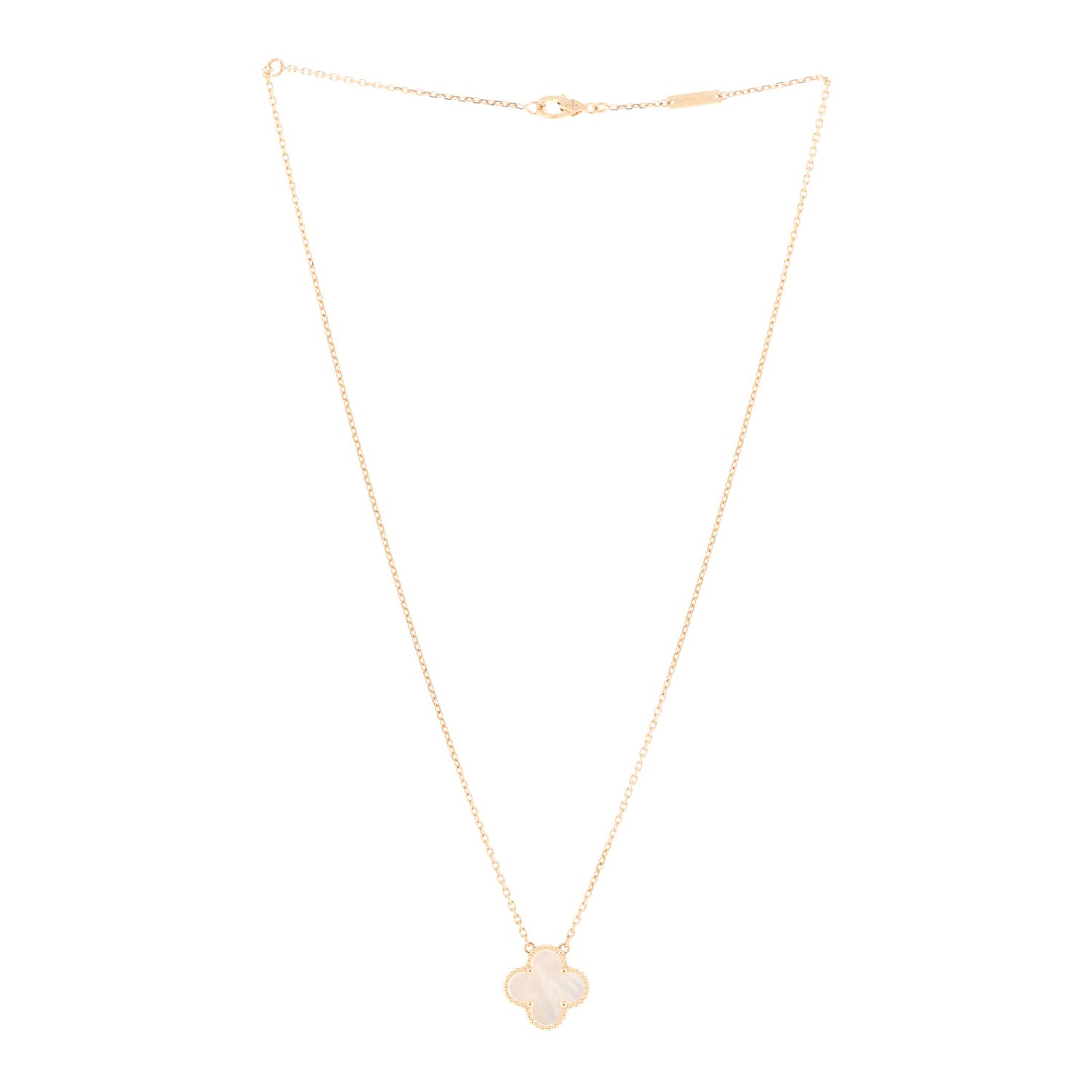 18K Yellow Gold Mother of Pearl Vintage Alhambra Pendant Necklace