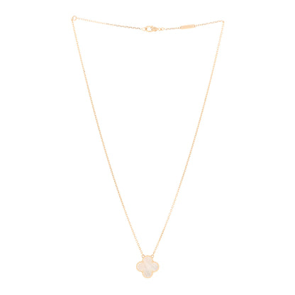 Van Cleef & Arpels 18K Yellow Gold Mother of Pearl Vintage Alhambra Pendant Necklace 3 of 6