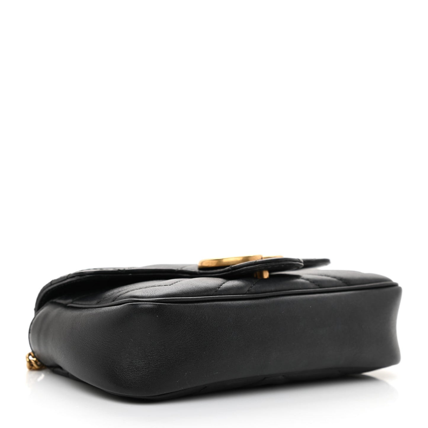 Calfskin Matelasse Super Mini GG Marmont Shoulder Bag Black