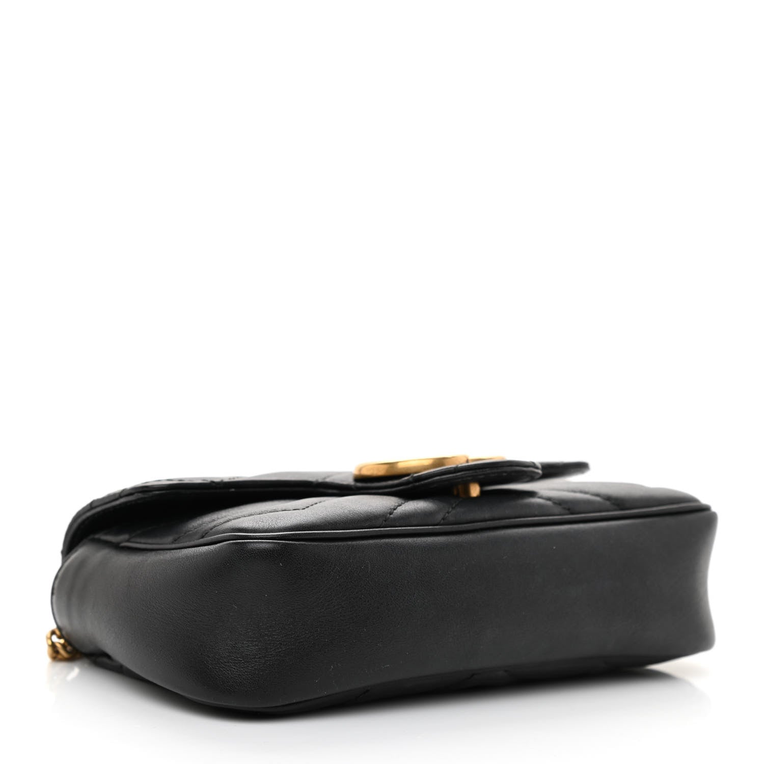 Gucci Calfskin Matelasse Super Mini GG Marmont Shoulder Bag Black 4 of 12
