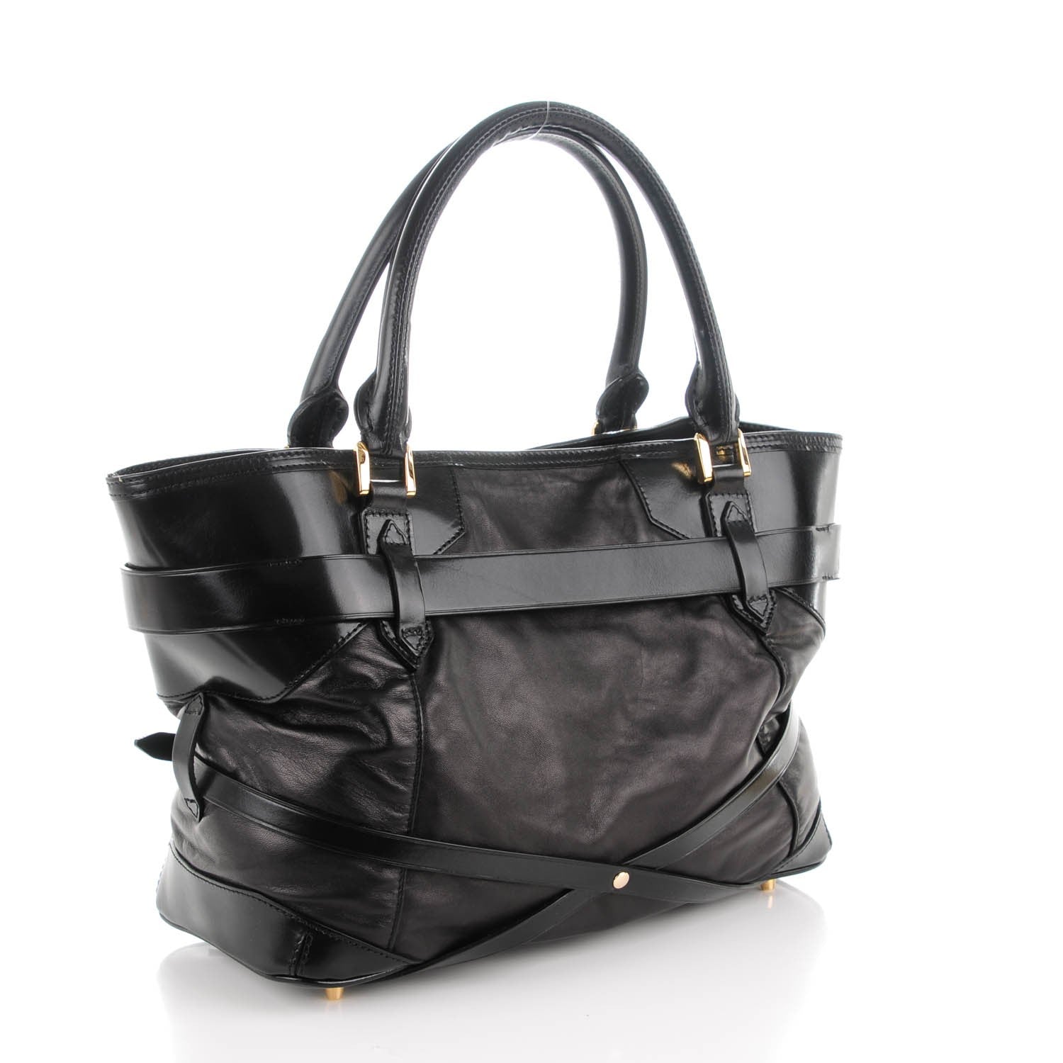 Burberry Lambskin Bridle Calfskin Medium Landscape Lynher Tote Black 3 of 6