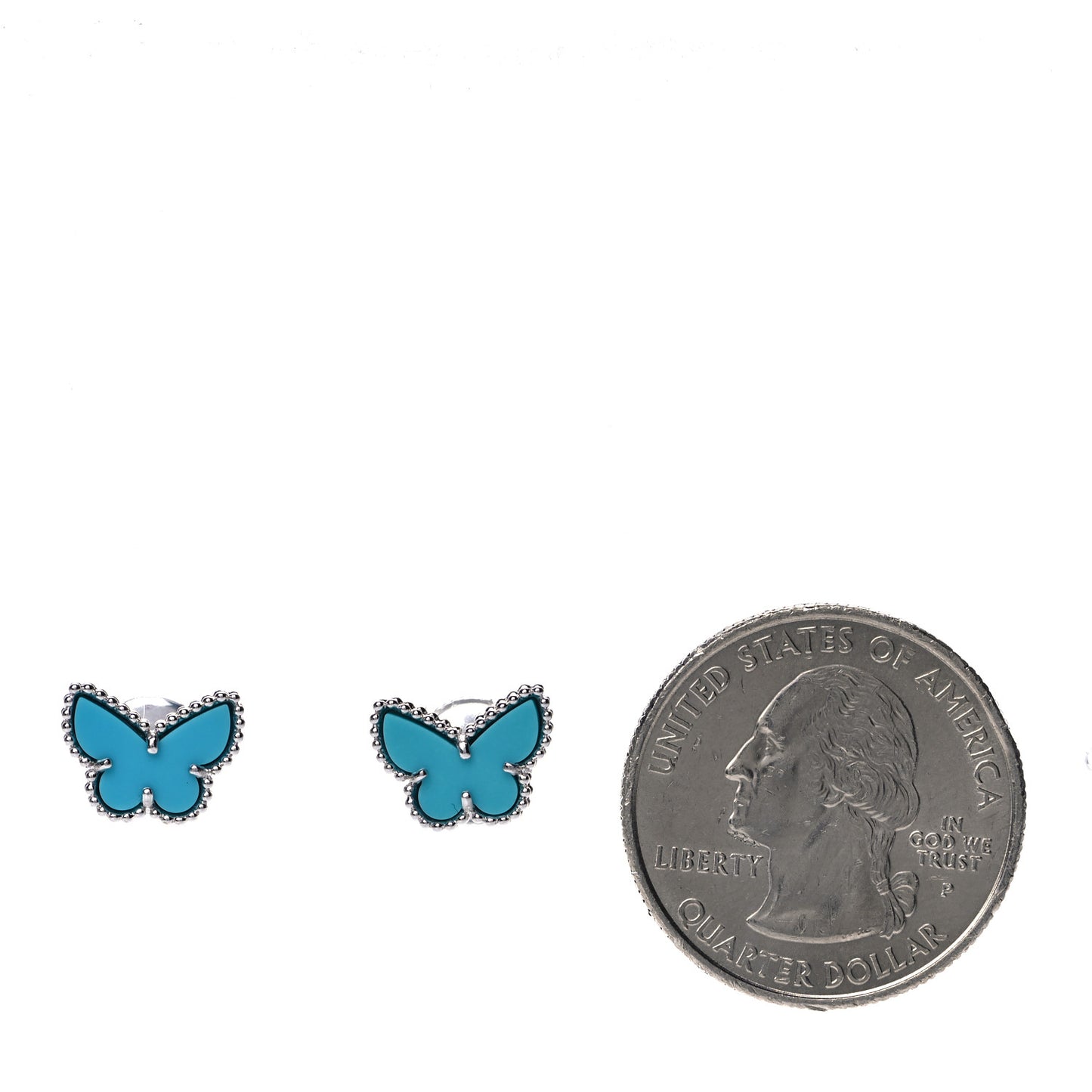 18K White Gold Turquoise Sweet Alhambra Butterfly Earrings