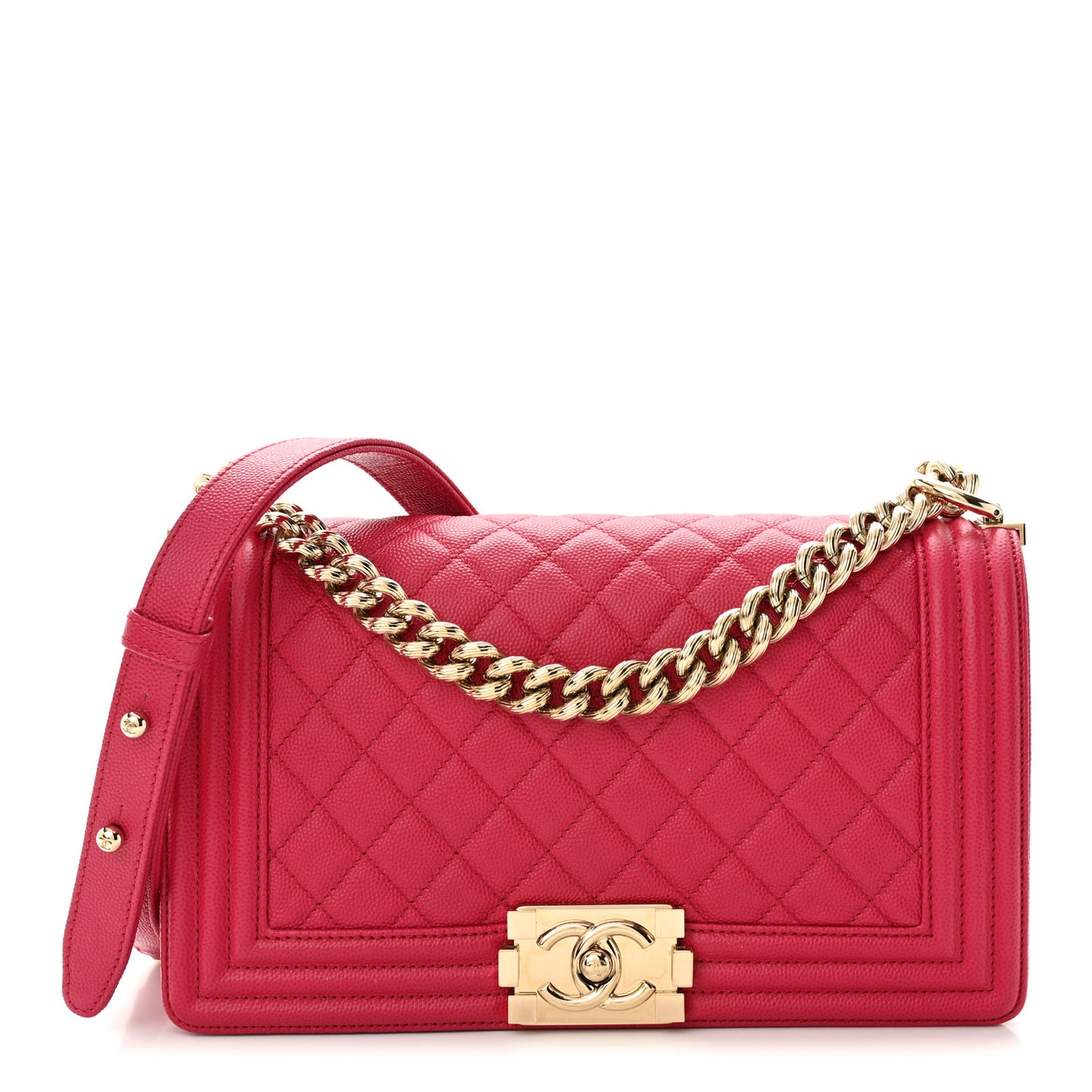 Caviar Quilted Medium Boy Flap Fuchsia
