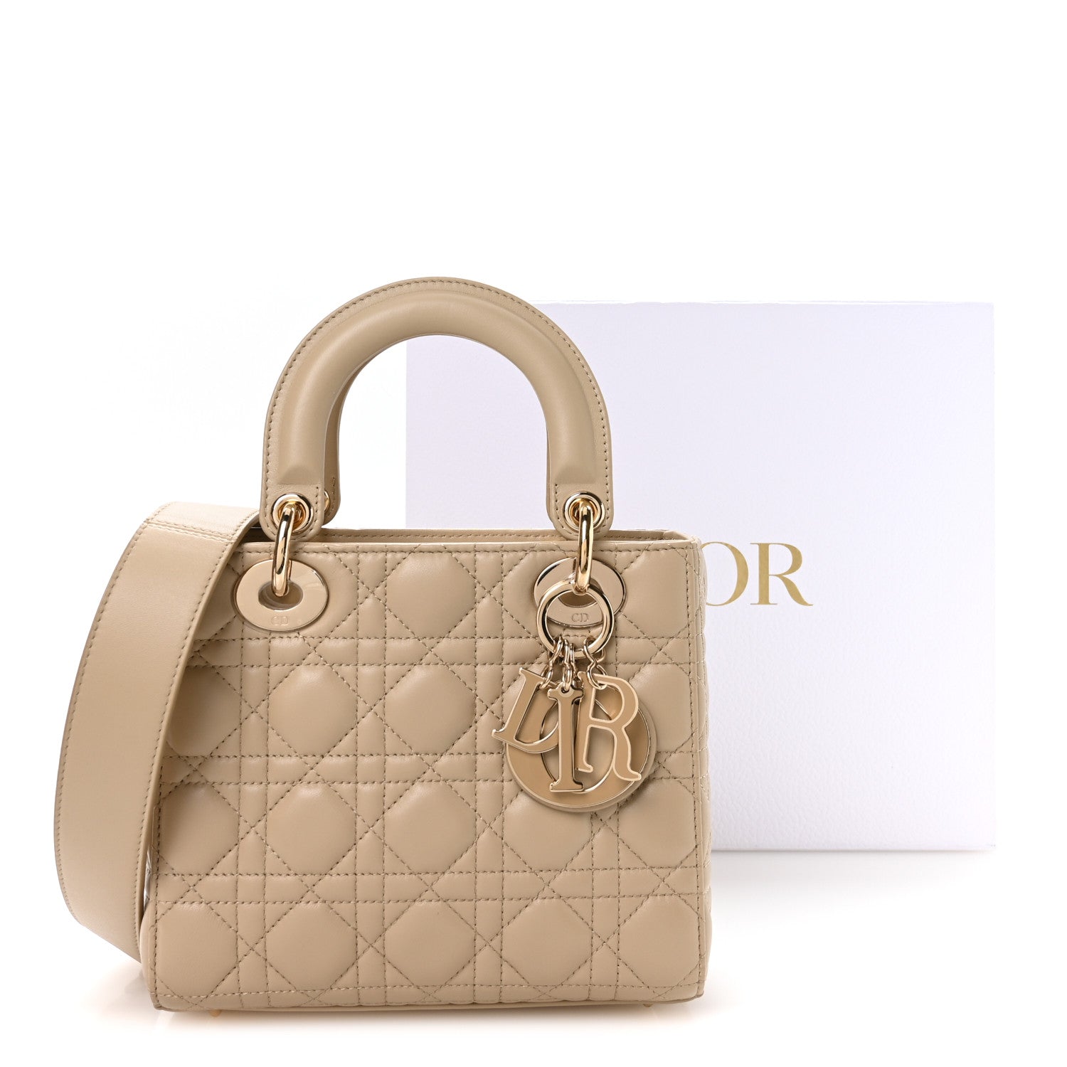 Christian Dior Lambskin Cannage Small My ABCDior Lady Dior Hazelnut 10 of 10