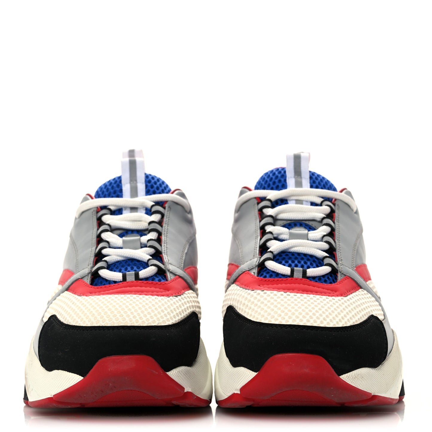 Technical Mesh Calfskin Mens B22 Sneakers 45 Red Blue Grey