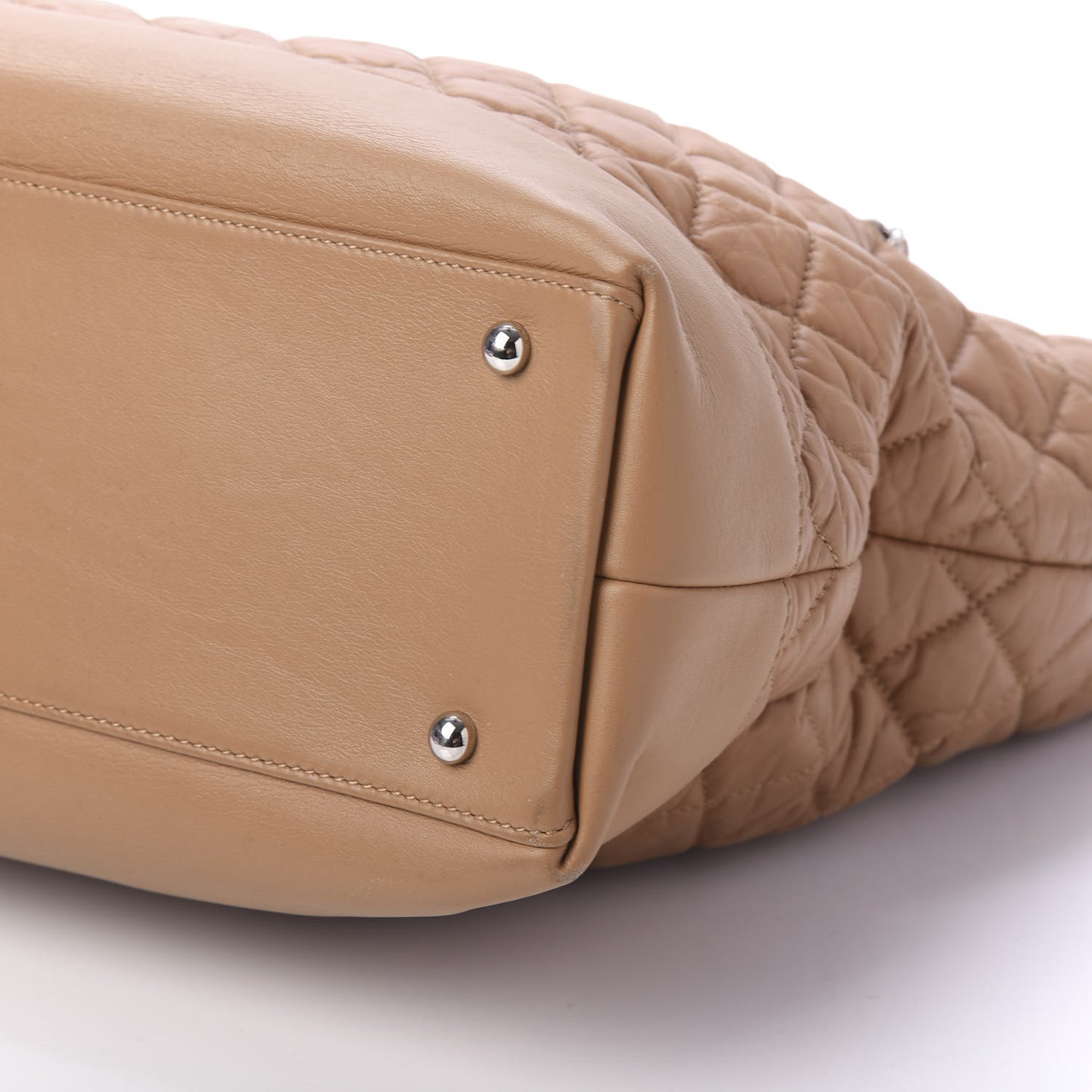 Aged Calfskin Quilted Be CC Tote Beige