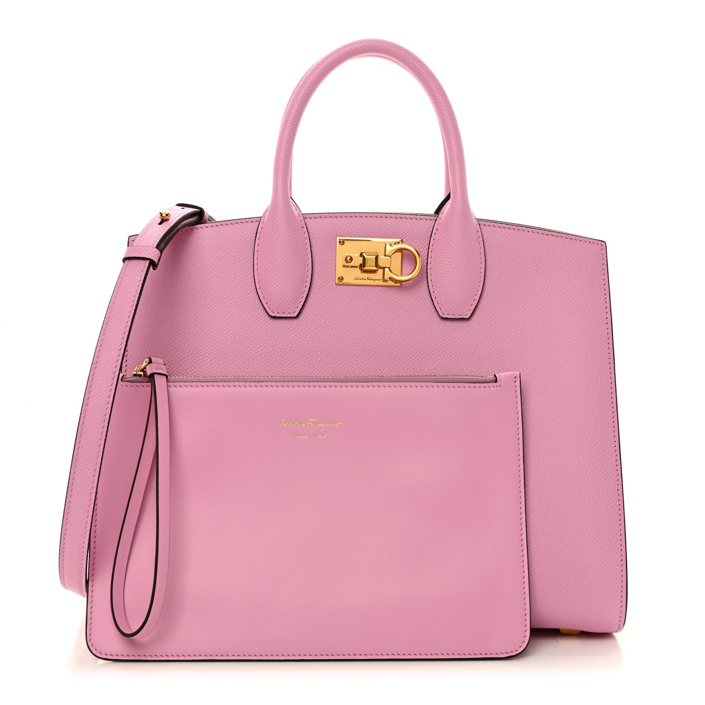 Hammered Calfskin Medium The Studio Box Bag Flamingo