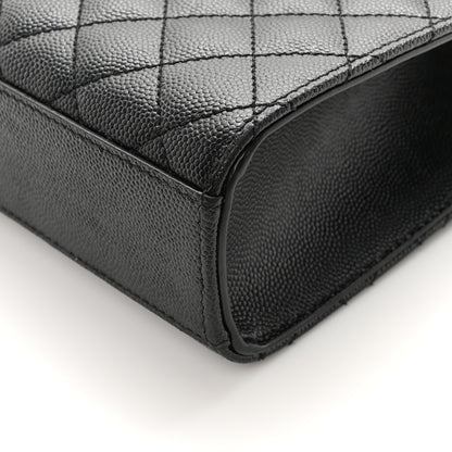 Saint Laurent Grain De Poudre Textured Mixed Matelasse Triquilt Medium Monogram Monochrome Satchel Black 9 of 9