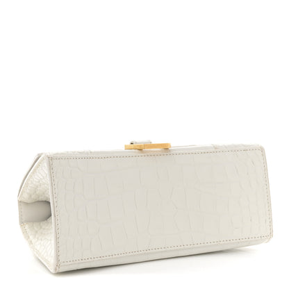 Balenciaga Calfskin Crocodile Embossed Small Hourglass Top Handle Bag White 4 of 15