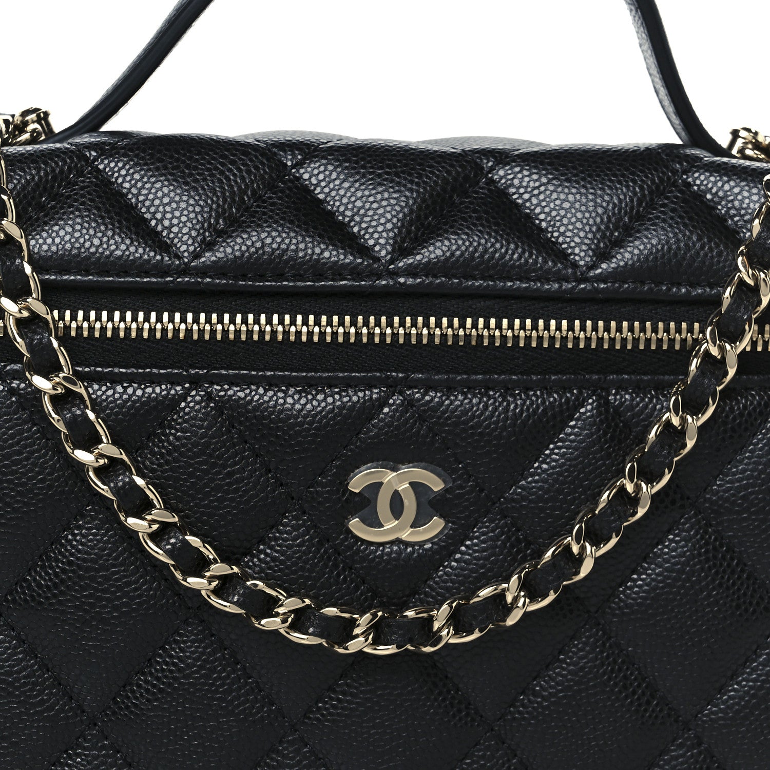 Chanel Caviar Quilted Top Handle Slim Vanity With Chain Black 8 of 11