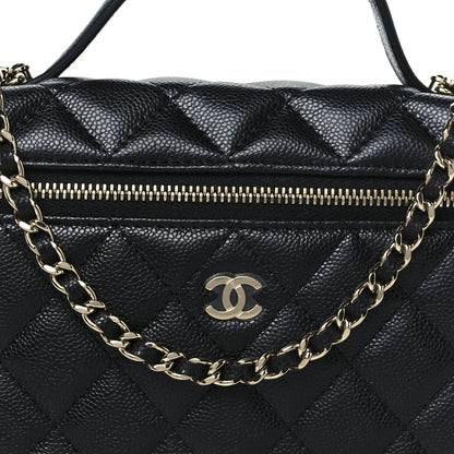Chanel Caviar Quilted Top Handle Slim Vanity With Chain Black 8 of 11