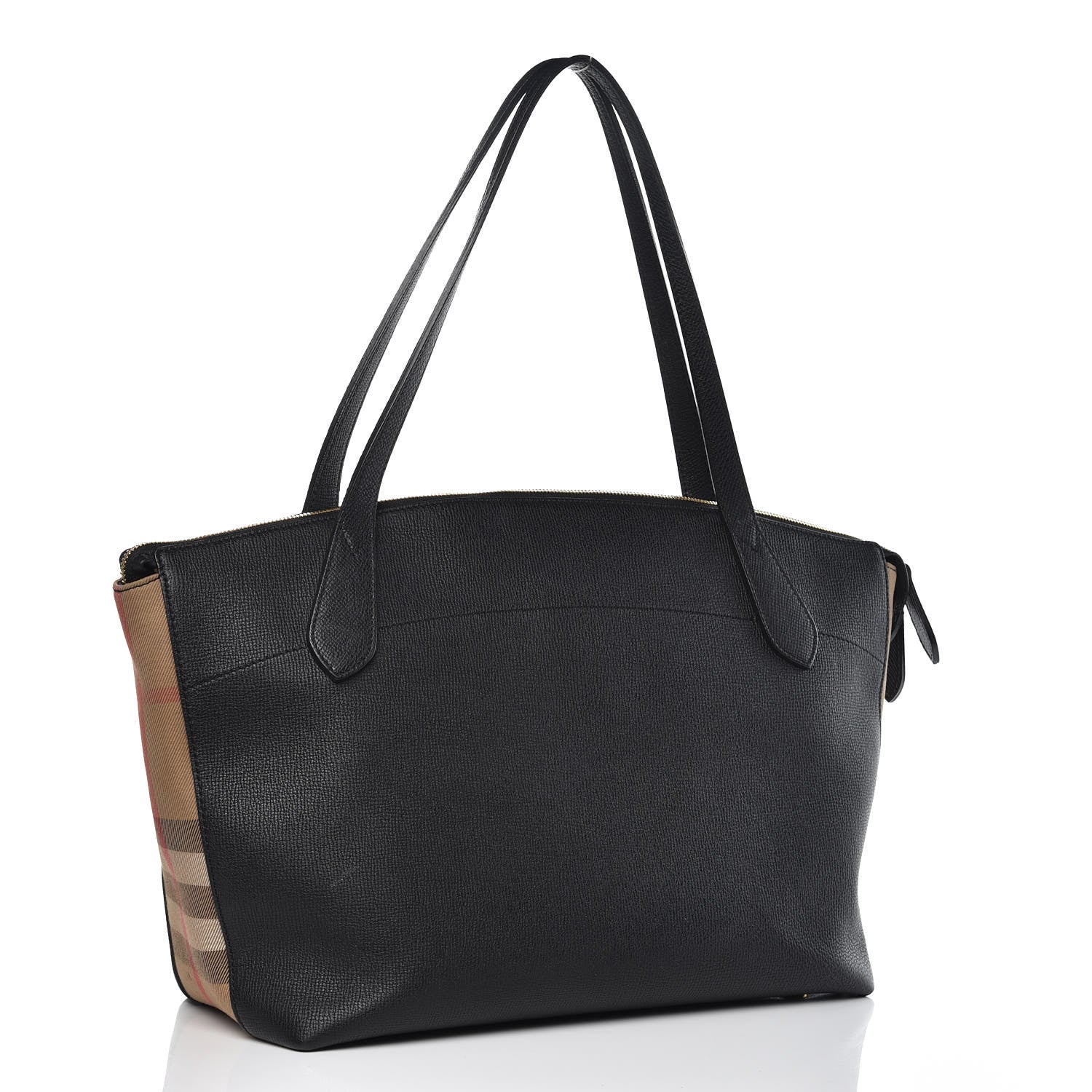 Burberry Derby Calfskin House Check Medium Welburn Tote Black 3 of 13
