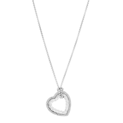 David Yurman Sterling Silver Diamond Large Open Heart Cable Necklace 1 of 5